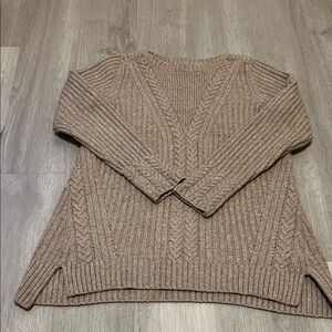 Elegant V-Neck Sweater - Tan